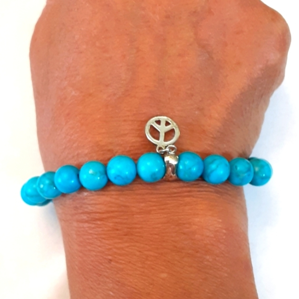 Bracelet sterling silver peace sign